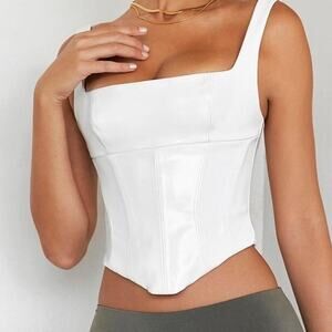 Mistress Rocks Off White Vinyl Corset in Size XS